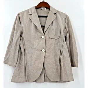 ISLI Womens Metallic 100% Linen USA Made Jacket Blazer Size8 Excellent Condition